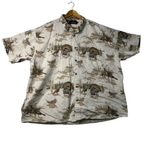 RedHead Men's Wildlife Print  Turkey Casual Shirt - Cream and Brown